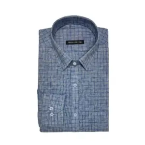Men's Cotton Lycra Full Sleeve Checked Casual Shirt (Grey)