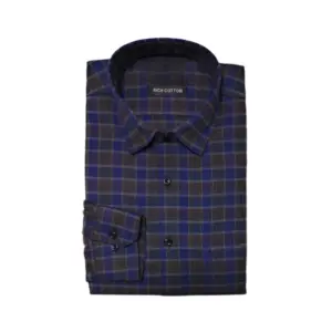 Men's Cotton Lycra Full Sleeve Checked Casual Shirt (Brown)