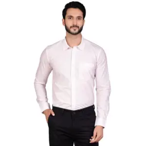 Men's Casual Cotton Full Sleeve Solid Shirt (Pink)