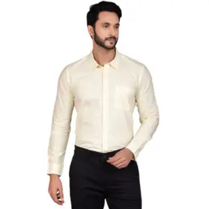 Men's Casual Cotton Full Sleeve Solid Shirt (Lemon)