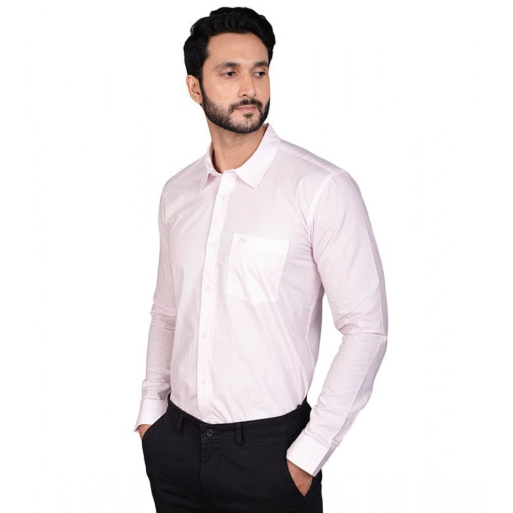 Men's Casual Cotton Full Sleeve Solid Shirt (Pink) - Image 4