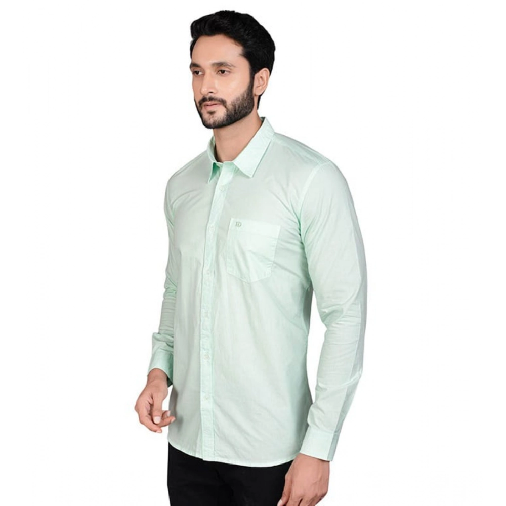 Men's Casual Cotton Full Sleeve Solid Shirt (Sea Green) - Image 4