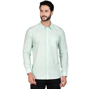 Men's Casual Cotton Full Sleeve Solid Shirt (Sea Green)