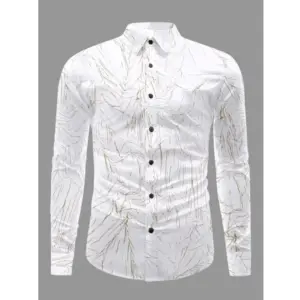 Men's Casual PollyCotton Textured Full Sleeve Collar Shirt (Green)