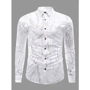 Men's Casual PollyCotton Textured Full Sleeve Collar Shirt (Black)