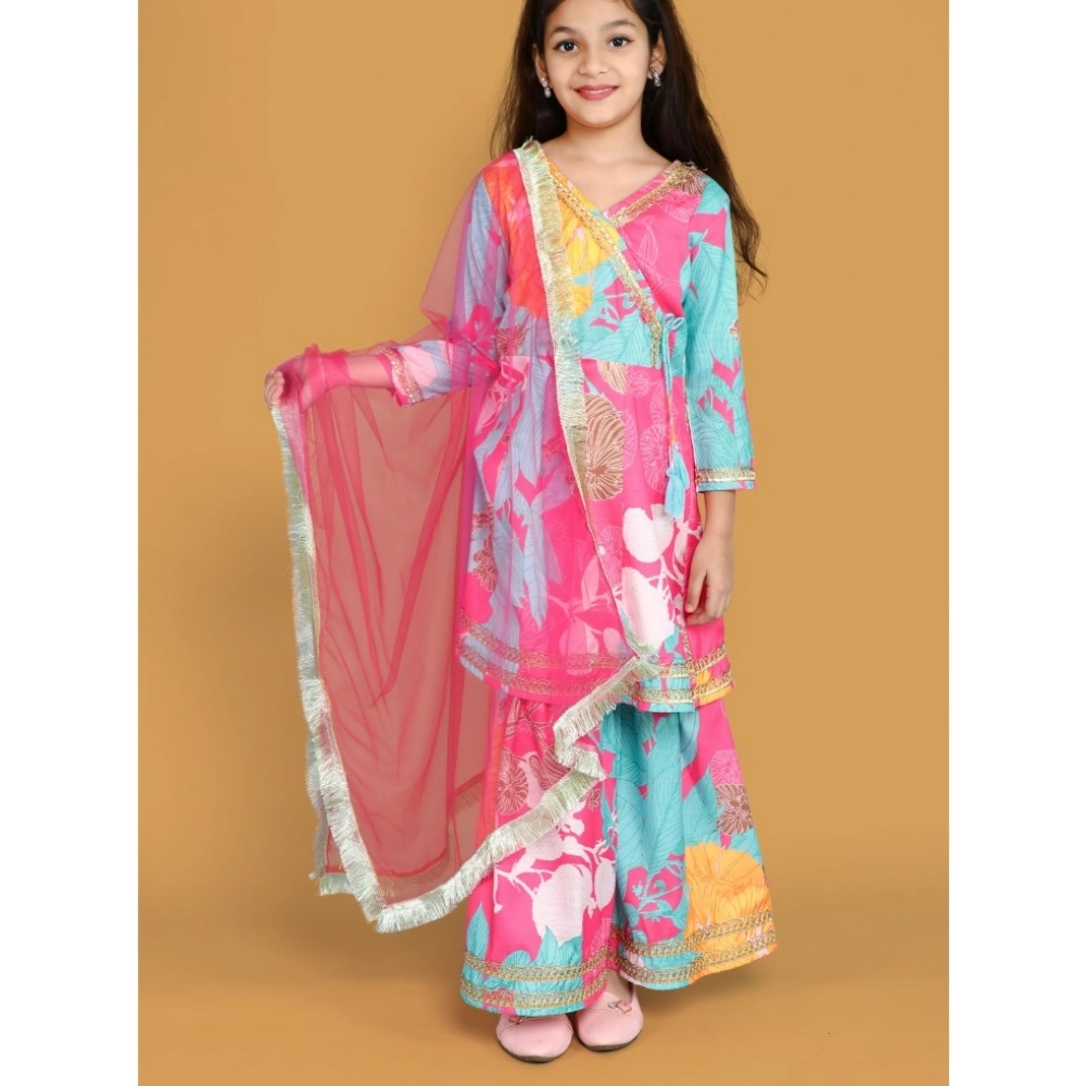 Girl's Rayon Printed Codding Lace Anarkali-Style Suit (Multicolor) - Image 5