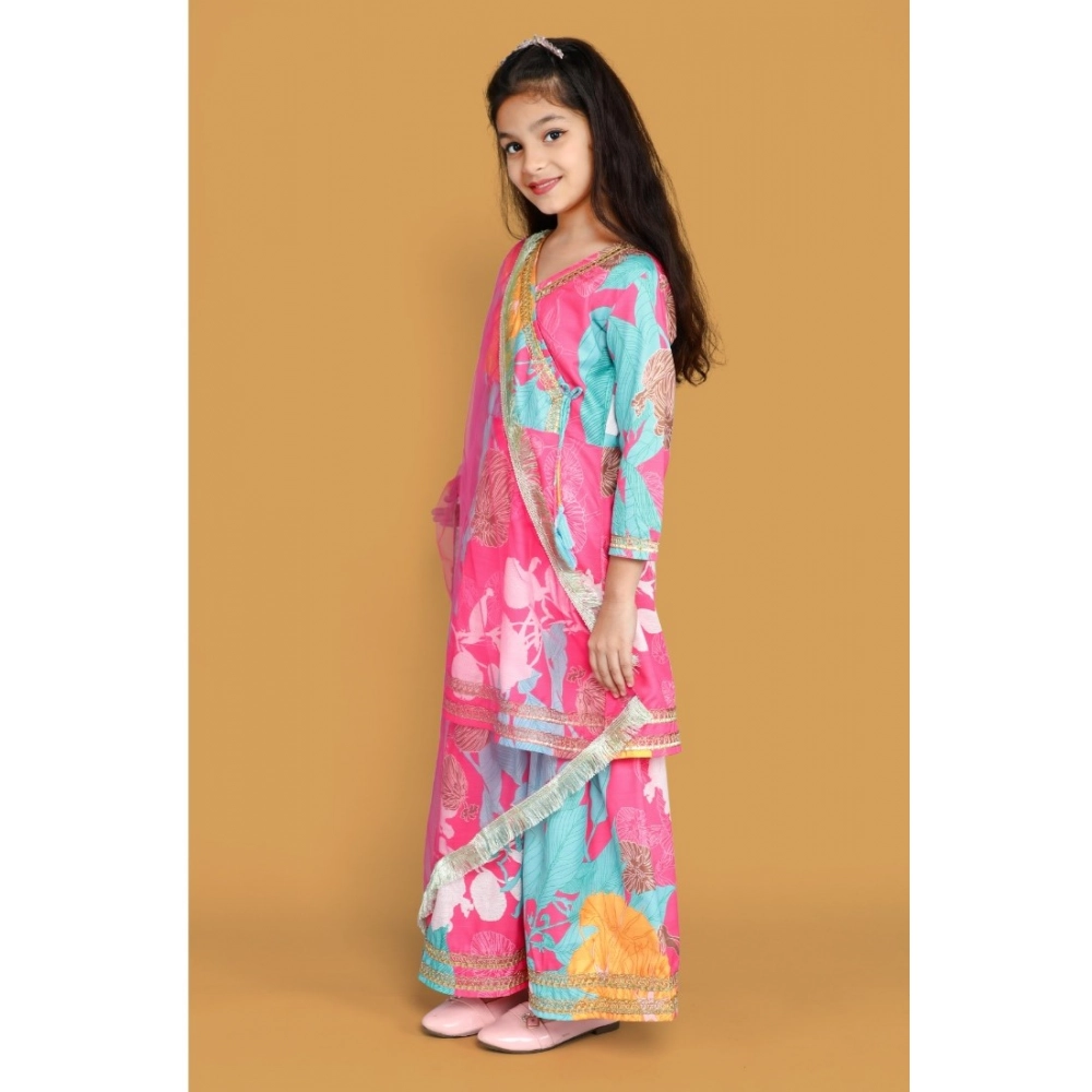 Girl's Rayon Printed Codding Lace Anarkali-Style Suit (Multicolor) - Image 4
