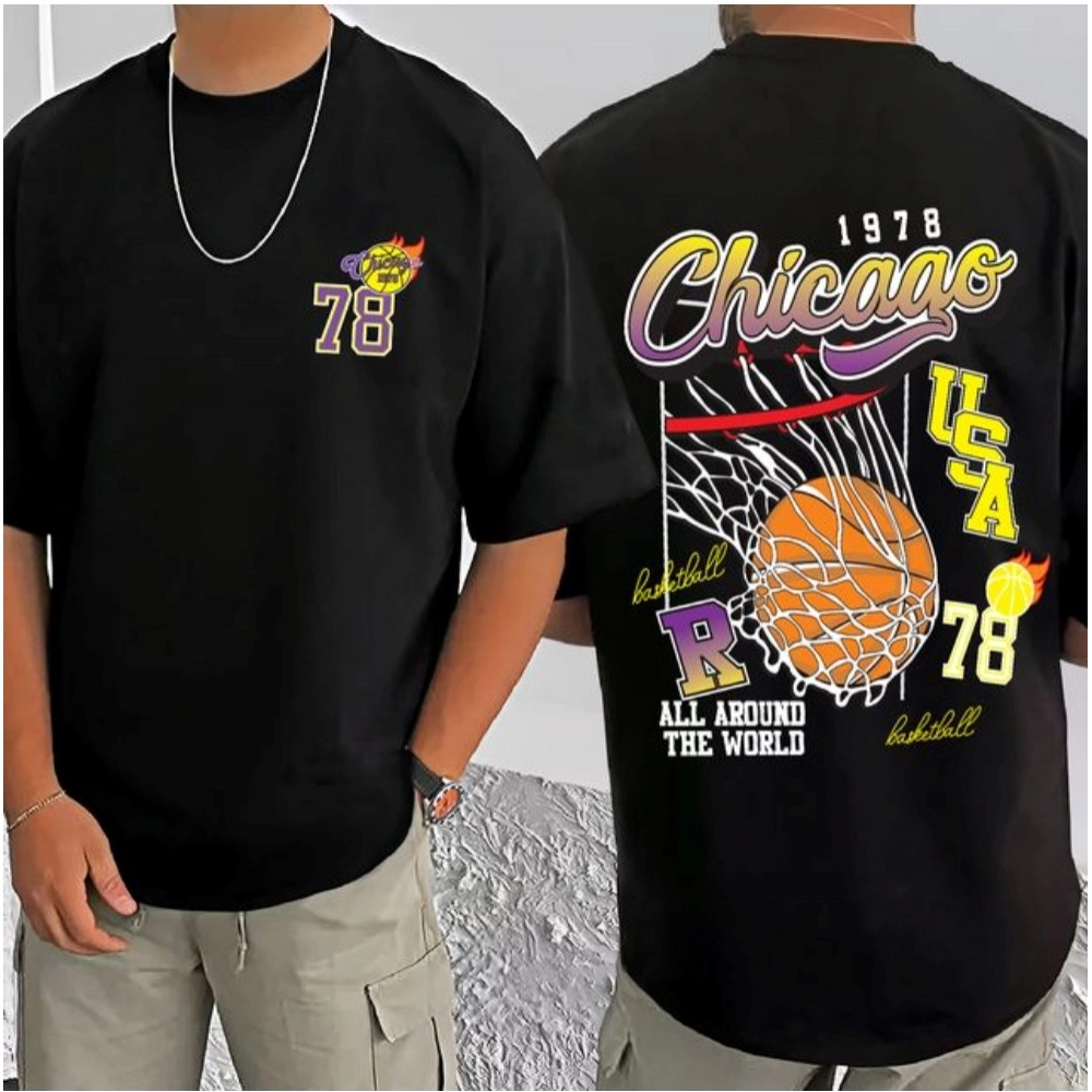 Men's Casual Cotton Blend Printed Round Neck Half Sleeve T-Shirt (Black) - Image 3