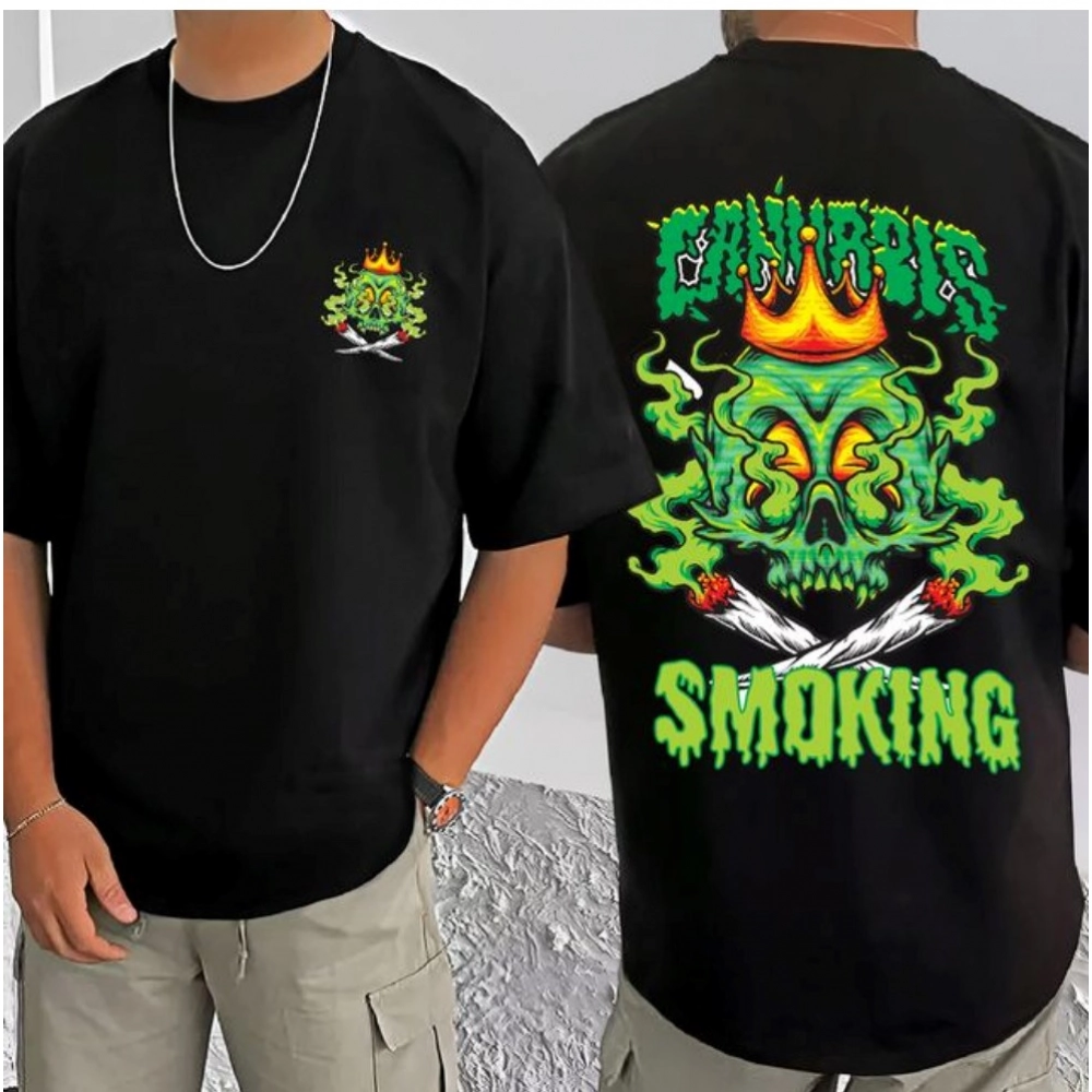 Men's Casual Cotton Blend Printed Round Neck Half Sleeve T-Shirt (Black) - Image 4