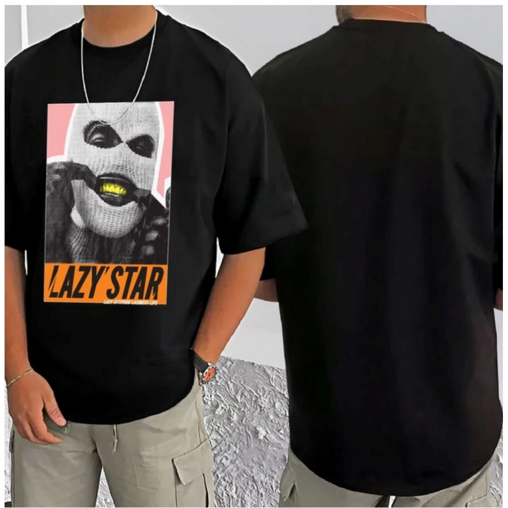 Men's Casual Cotton Blend Printed Round Neck Half Sleeve T-Shirt (Black) - Image 3