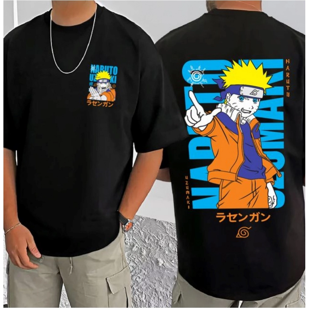 Men's Casual Cotton Blend Printed Round Neck Half Sleeve T-Shirt (Black) - Image 3