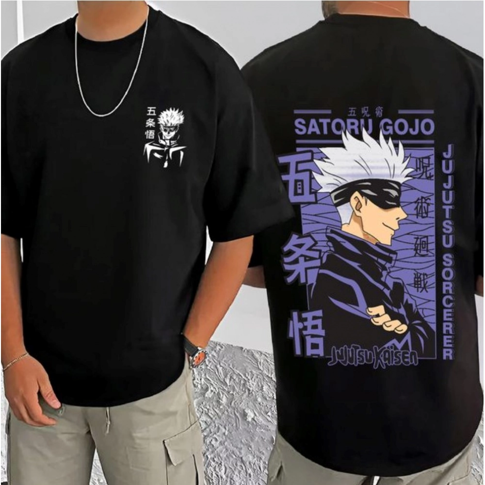 Men's Casual Cotton Blend Printed Round Neck Half Sleeve T-Shirt (Black) - Image 3