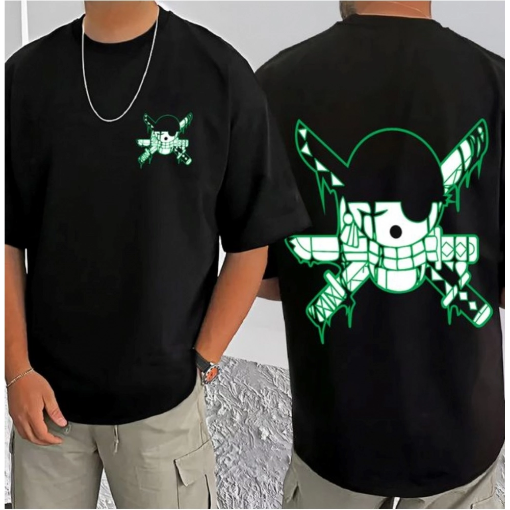 Men's Casual Cotton Blend Printed Round Neck Half Sleeve T-Shirt (Black) - Image 3