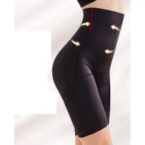 Women's Cotton Lycra Solid Western Wear Tummy - Thigh Body Shaper (Black)