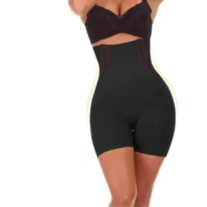 Women's Cotton Lycra Solid Western Wear Tummy - Thigh Body Shaper (Black)