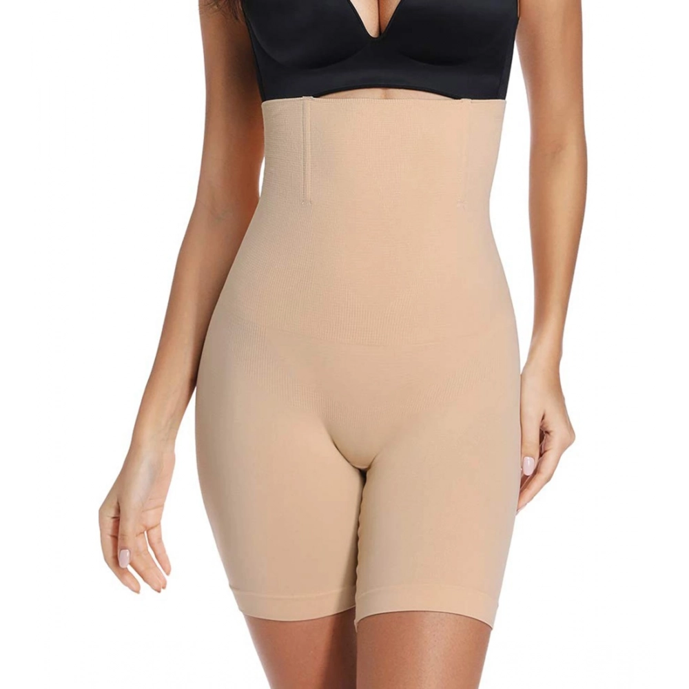 Women's Cotton Solid Western Wear Tummy - Thigh Body Shaper (Skin)