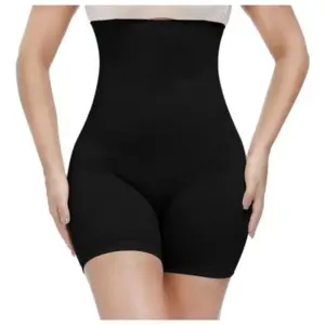 Women's Cotton Lycra Solid Western Wear Tummy - Thigh Body Shaper (Black)