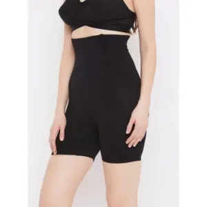 Women's Cotton Solid Western Wear Tummy - Thigh Body Shaper (Black)