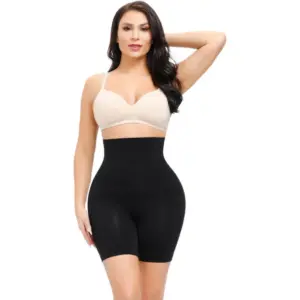 Women's Cotton Solid Western Wear Tummy - Thigh Body Shaper (Black)