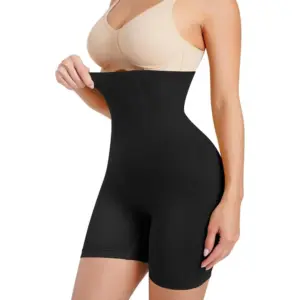 Women's Cotton Solid Western Wear Tummy - Thigh Body Shaper (Black)