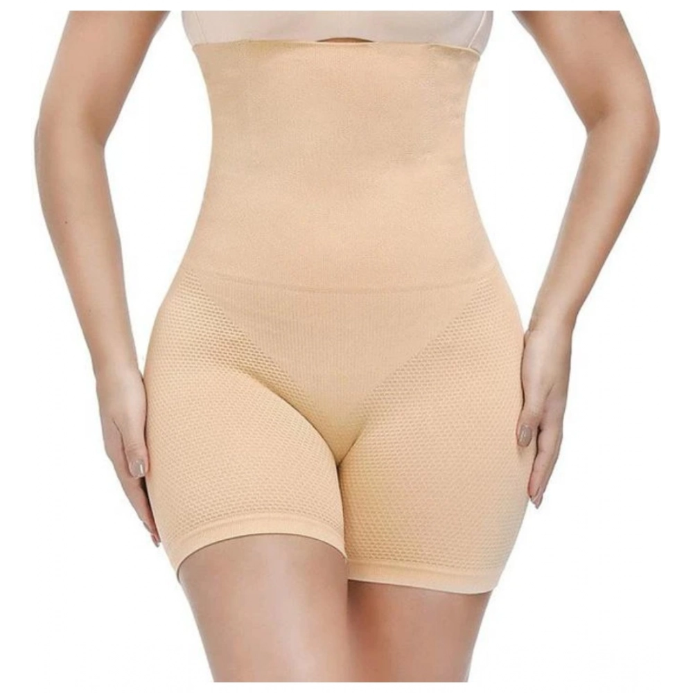 Women's Cotton Lycra Solid Western Wear Tummy - Thigh Body Shaper (Beige)