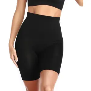 Women's Cotton Lycra Solid Western Wear Tummy Body Shaper (Black)