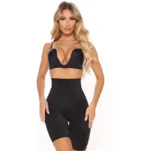 Women's Cotton Solid Western Wear Tummy - Thigh Body Shaper (Black)