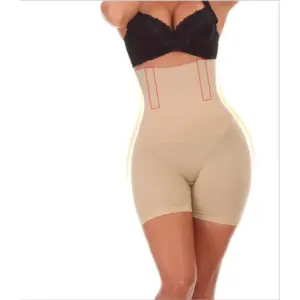 Women's Cotton Lycra Solid Western Wear Tummy - Thigh Body Shaper (Beige)