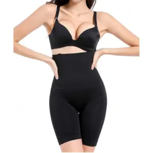 Women's Cotton Lycra Solid Western Wear Tummy Body Shaper (Black)