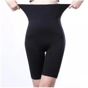 Women's Cotton Lycra Solid Western Wear Tummy - Thigh Body Shaper (Black)