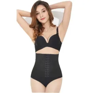 Women's Lycra Blend Self Design Western Wear Corset Body Shaper (Black)