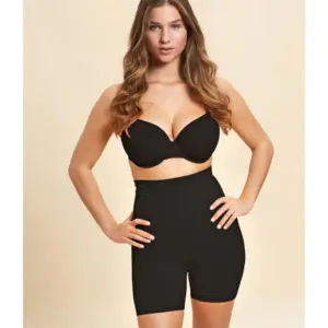 Women's Cotton Solid Ethnic Wear Tummy - Thigh Body Shaper (Black)