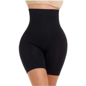 Women's Cotton Solid Ethnic Wear Tummy - Thigh Body Shaper (Black)