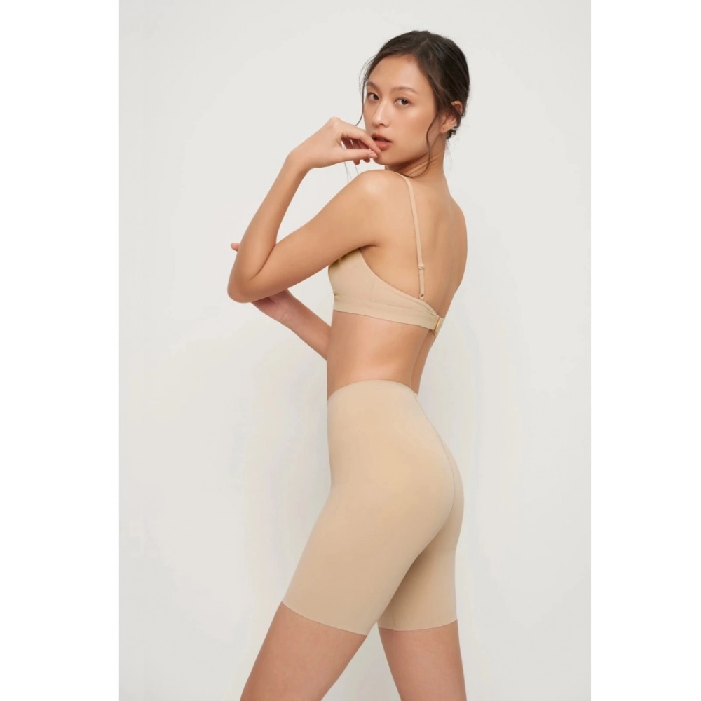Women's Cotton Solid Western Wear Tummy - Thigh Body Shaper (Beige) - Image 4