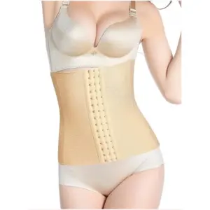 Women's Lycra Blend Self Design Western Wear Corset Body Shaper (Beige)