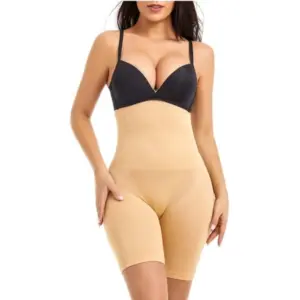 Women's Cotton Solid Western Wear Tummy - Thigh Body Shaper (Skin)