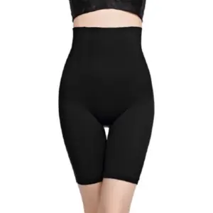 Women's Cotton Lycra Solid Western Wear Tummy - Thigh Body Shaper (Black)