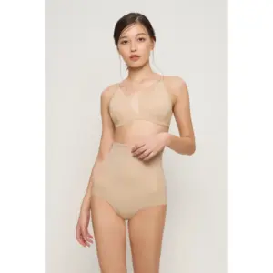 Women's Cotton Solid Western Wear Tummy - Thigh Body Shaper (Beige)