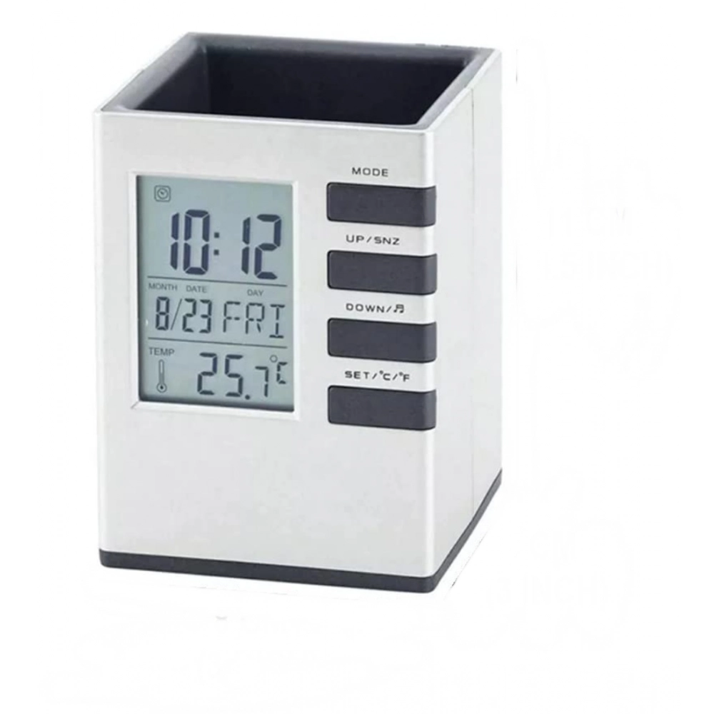 Plastic Pen Holder With LCD Display Digital Alarm Clock - Image 3