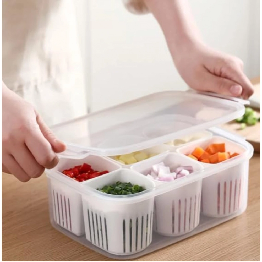 Plastic Food Storage Box With Lid And 6 Compartments - Image 3
