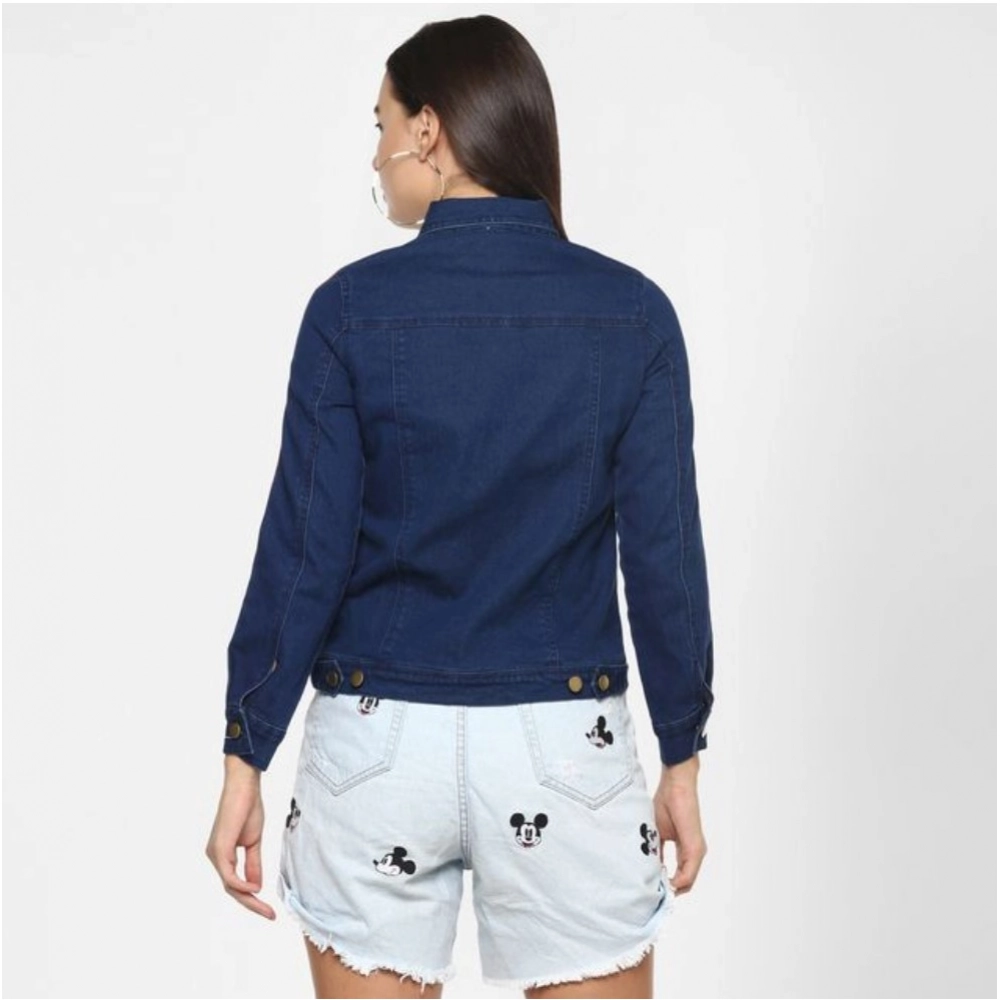 Women's Denim Taping Long Sleeve Jacket (Blue) - Image 4