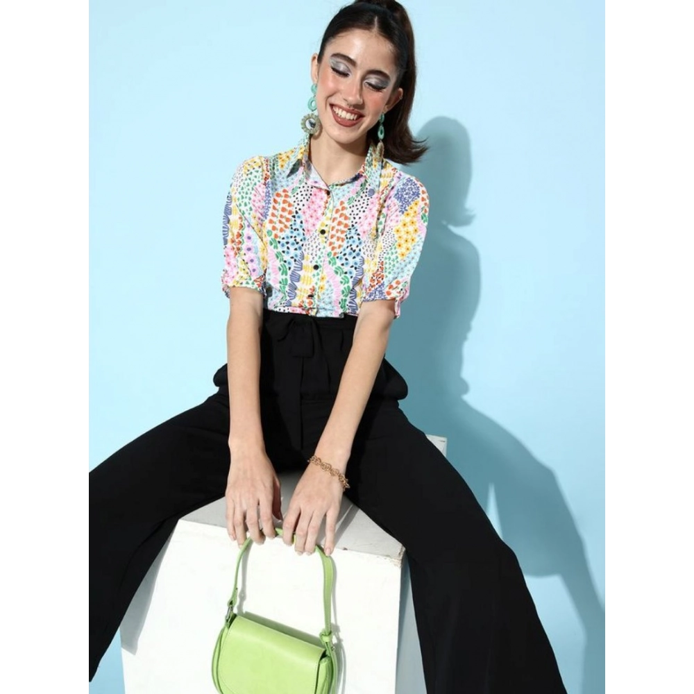 Women's Polyester Printed 3/4th Sleeve Jumpsuit (Multicolor) - Image 4