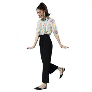 Women's Polyester Printed 3/4th Sleeve Jumpsuit (Multicolor)