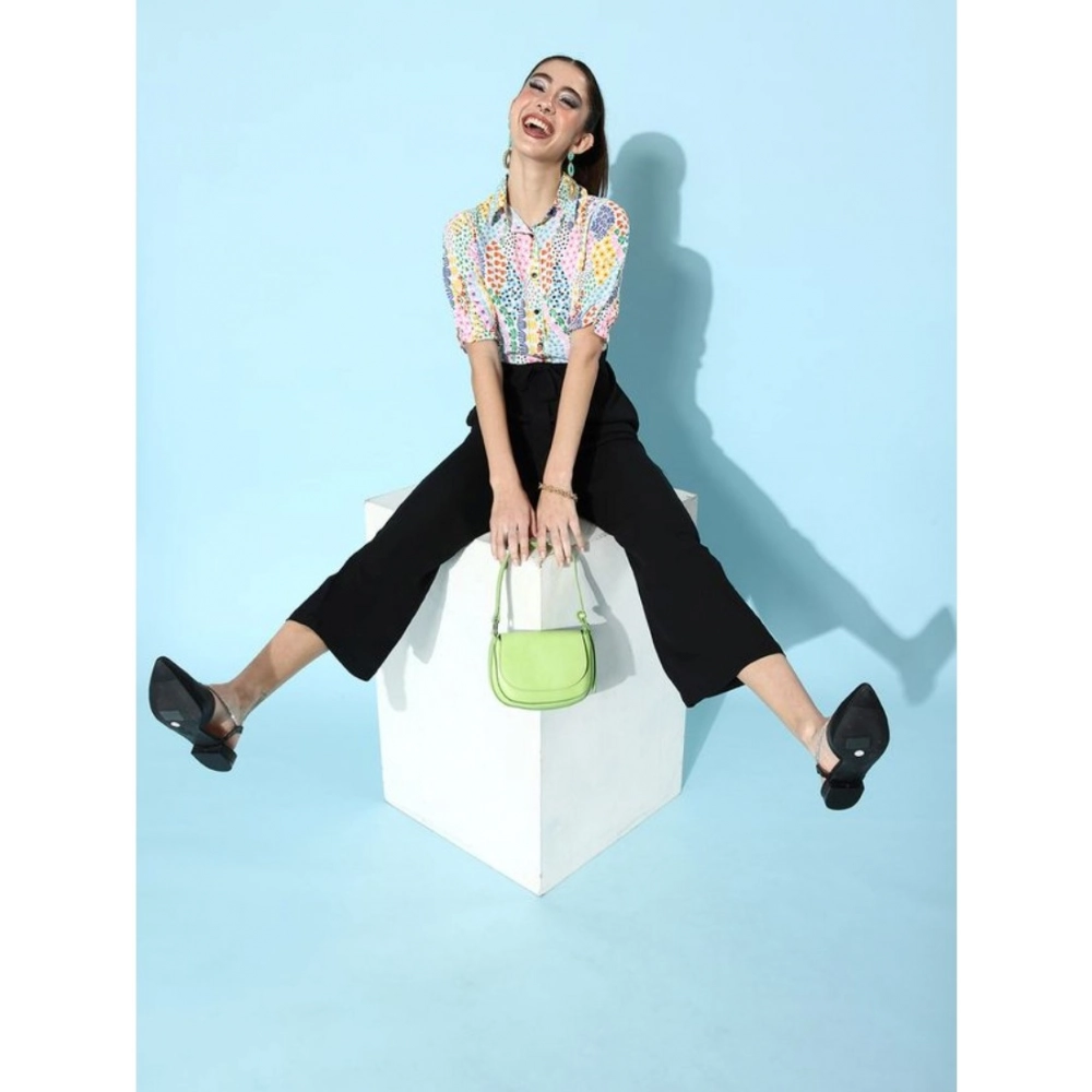 Women's Polyester Printed 3/4th Sleeve Jumpsuit (Multicolor) - Image 3