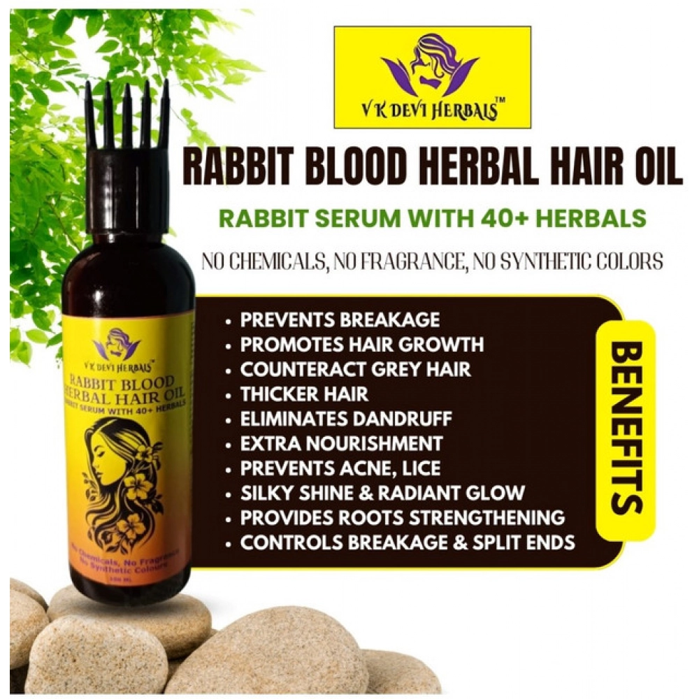 Devi Herbels Rabbit Blood Herbal 100 ML Hair Oil - Men's And Women's Hair Growth Oil - Image 4