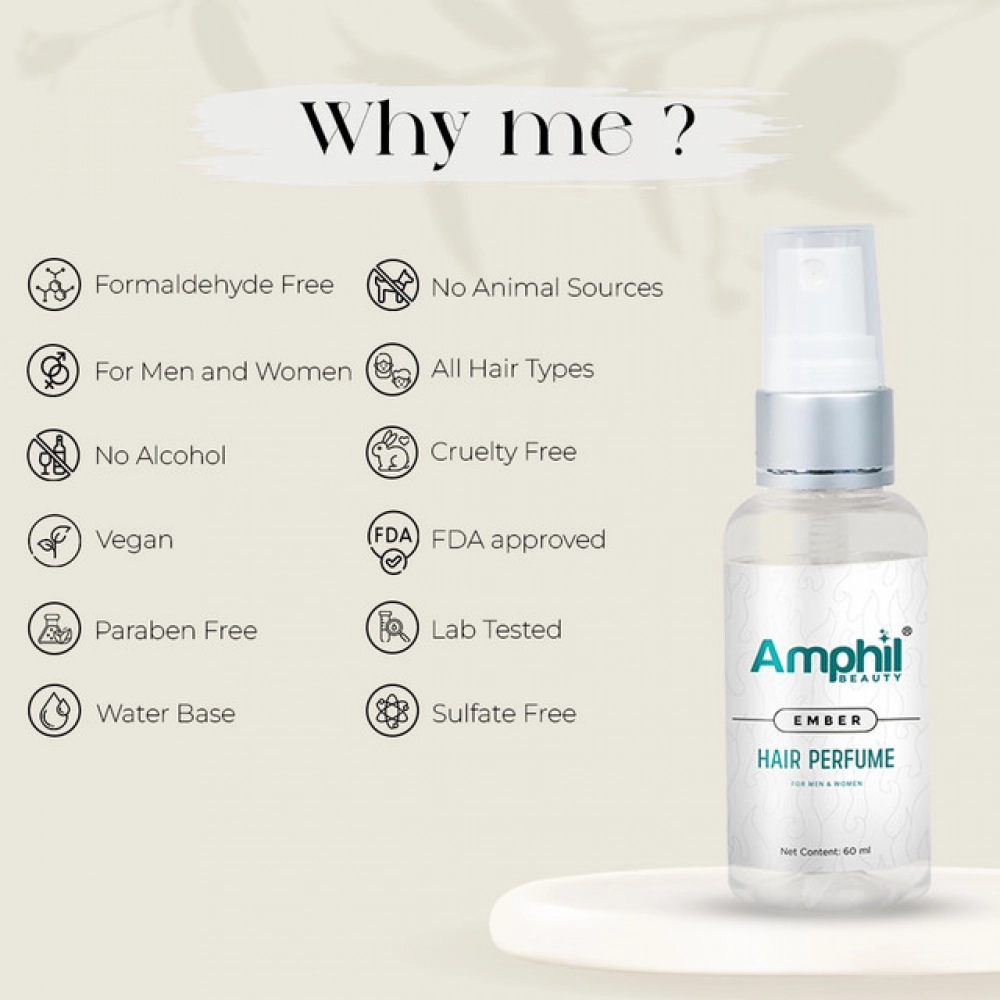 Amphil beauty Ember Unisex Hair perfume 60 ml | Alcohol free | Water based | Paraben Free - Image 2