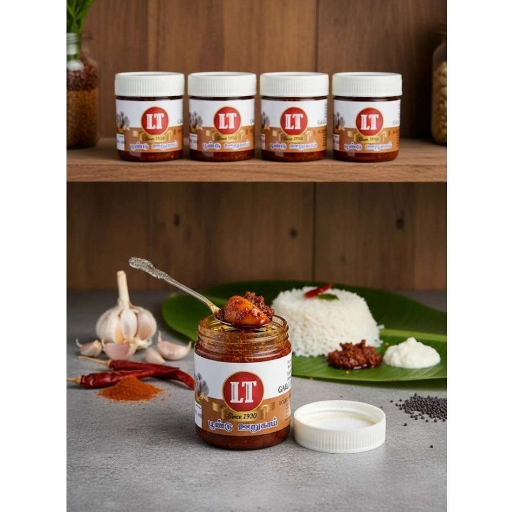 Pack of_5 100GM LT Garlic Pickle Traditional Digestive Side Dish (Red)