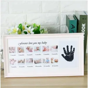Acrylic Birthday Baby Handprints And Footprints Frame (Multicolor)