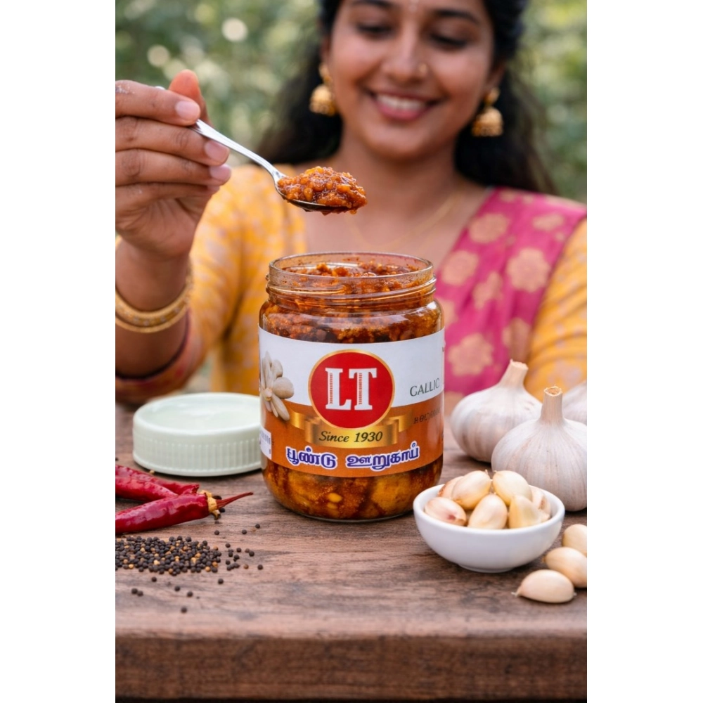 Pack of_3 300GM LT Garlic Pickle Traditional Digestive Side Dish (Red) - Image 2