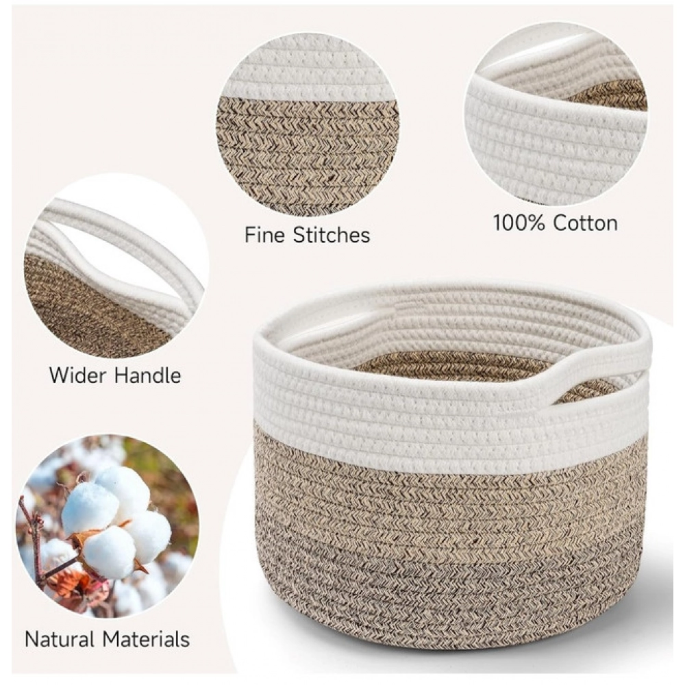 Cotton Kidi 9x7 Inch Pack of 3 Storage Basket For Clothes (Kidi White) - Image 4